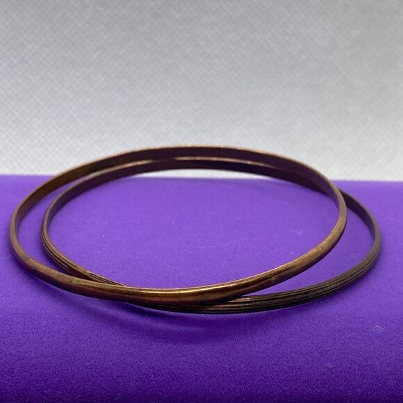 💛 Vintage Copper Bangle Bracelet Set - Picture 3 of 4